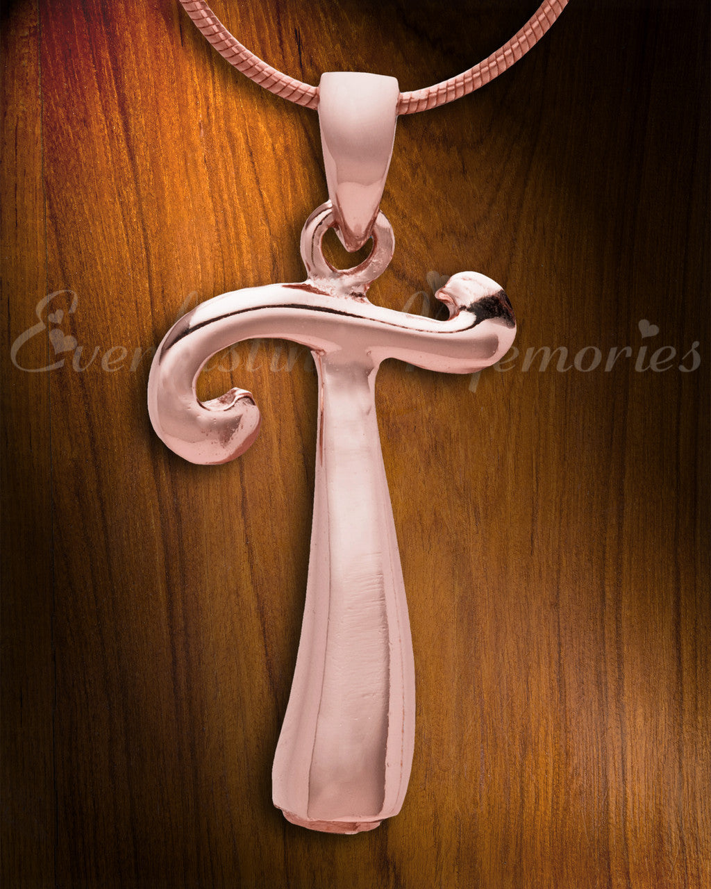 Rose Gold "T" Initial Cremation Jewelry