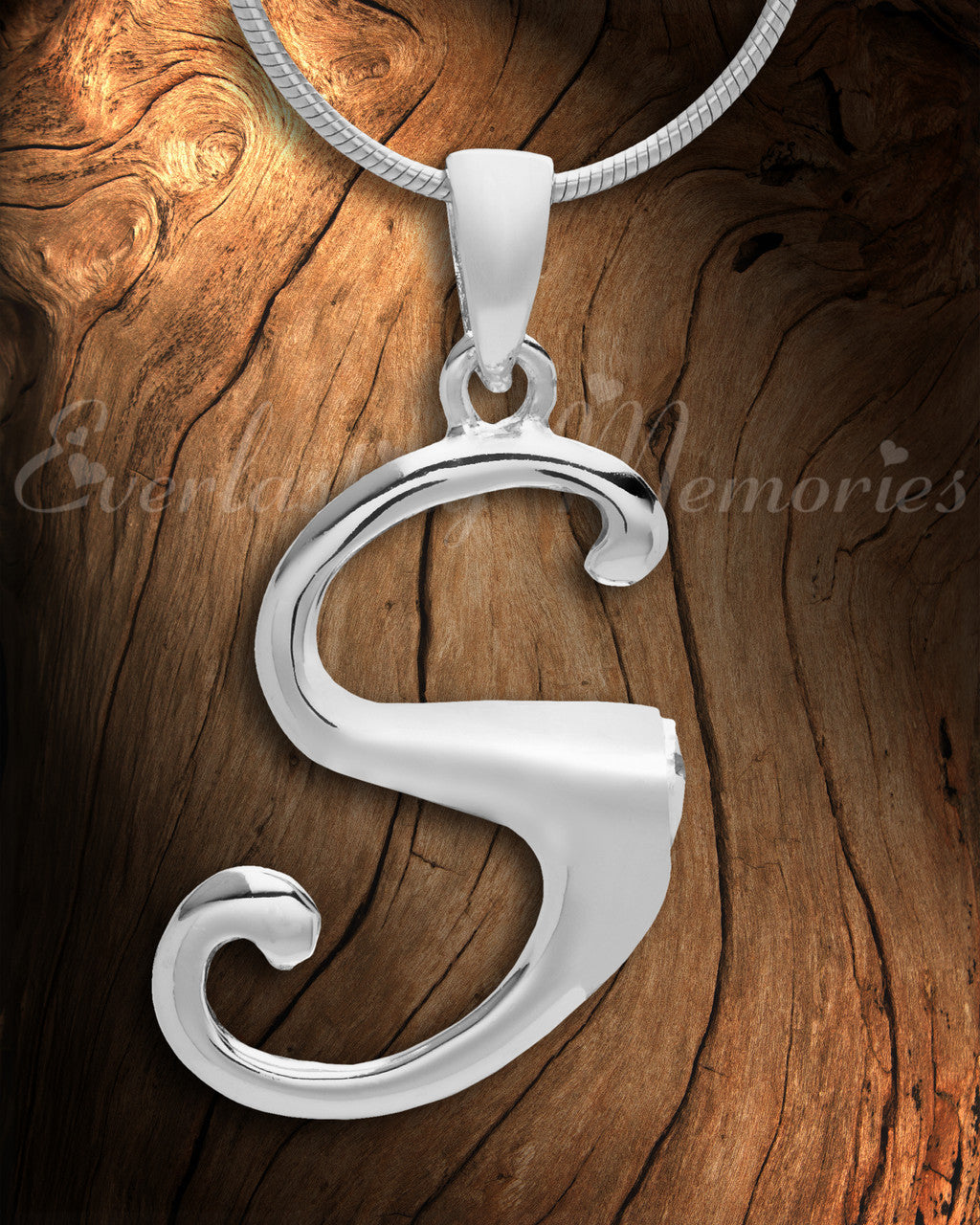 Silver "S" Initial Cremation Jewelry