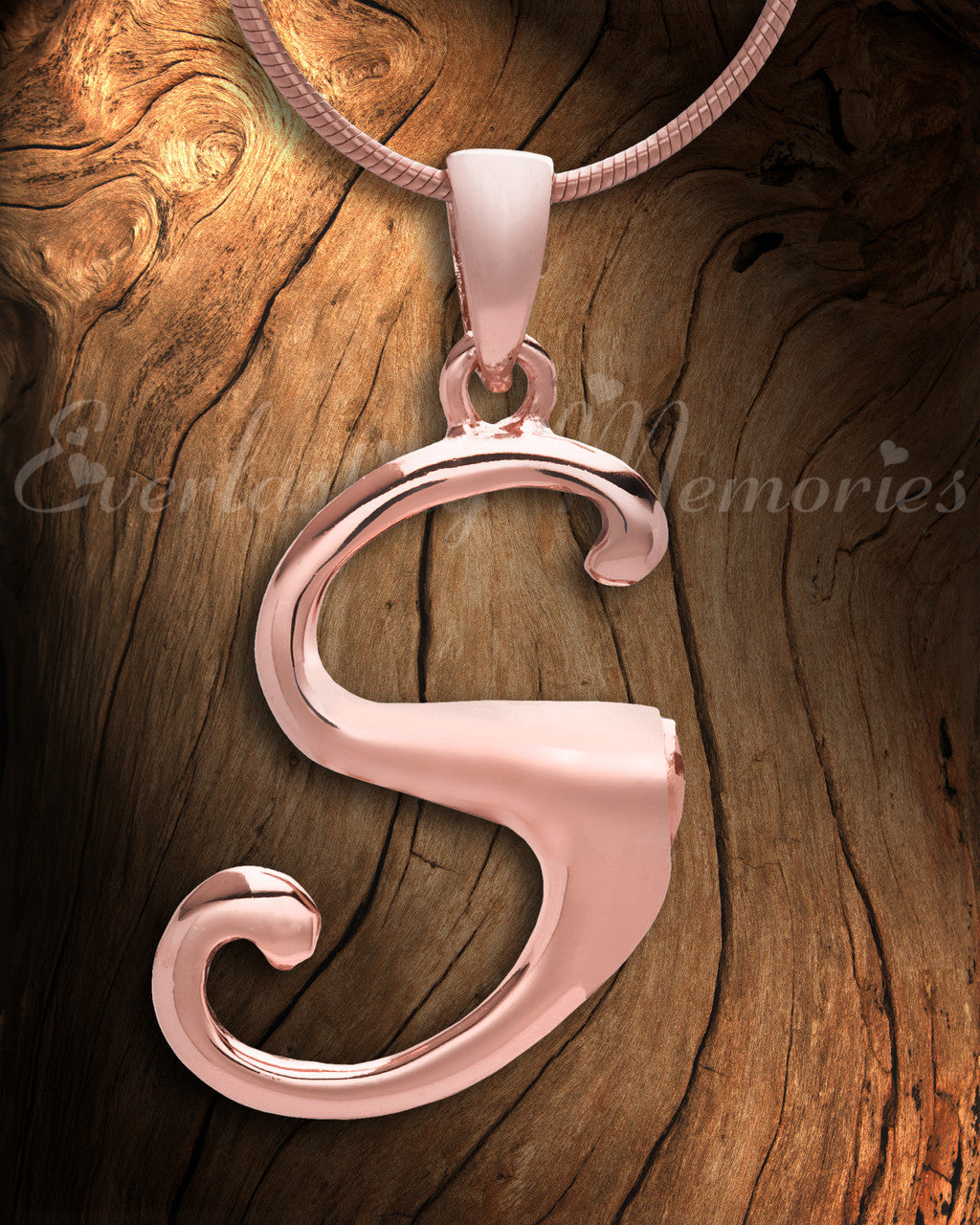 Rose Gold "S" Initial Cremation Jewelry
