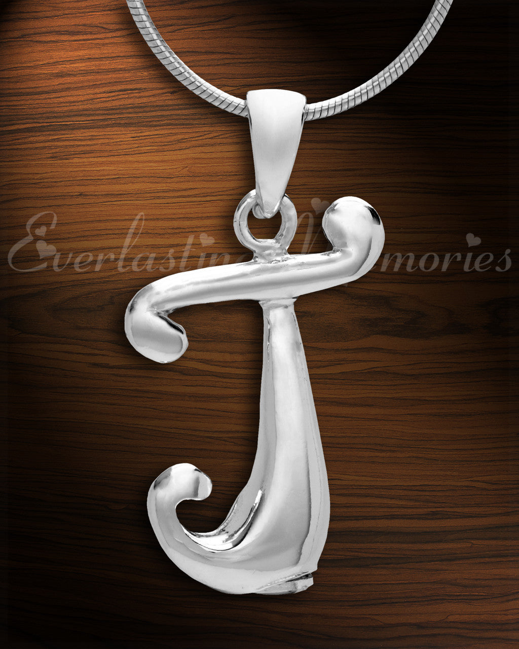 Silver "J" Initial Cremation Jewelry