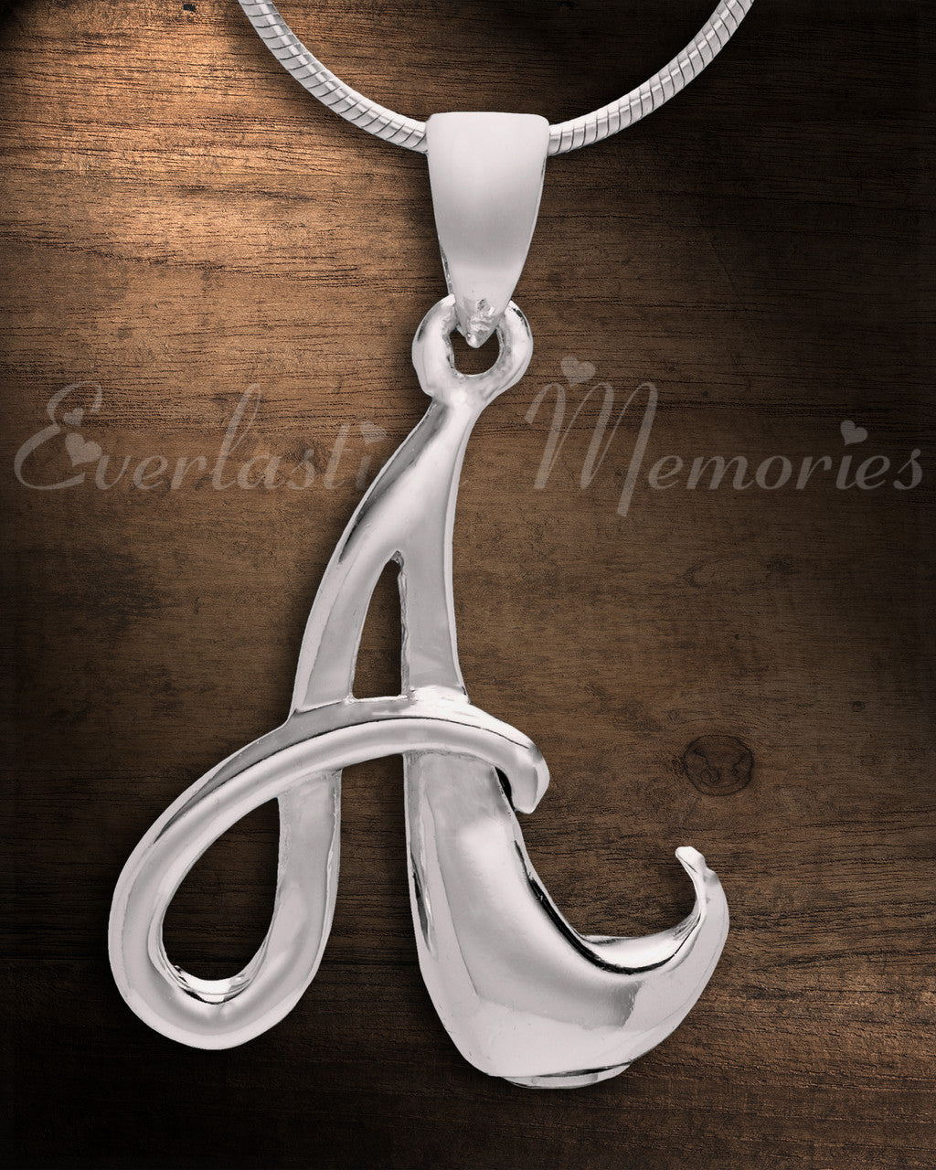 Silver "A" Initial Cremation Jewelry
