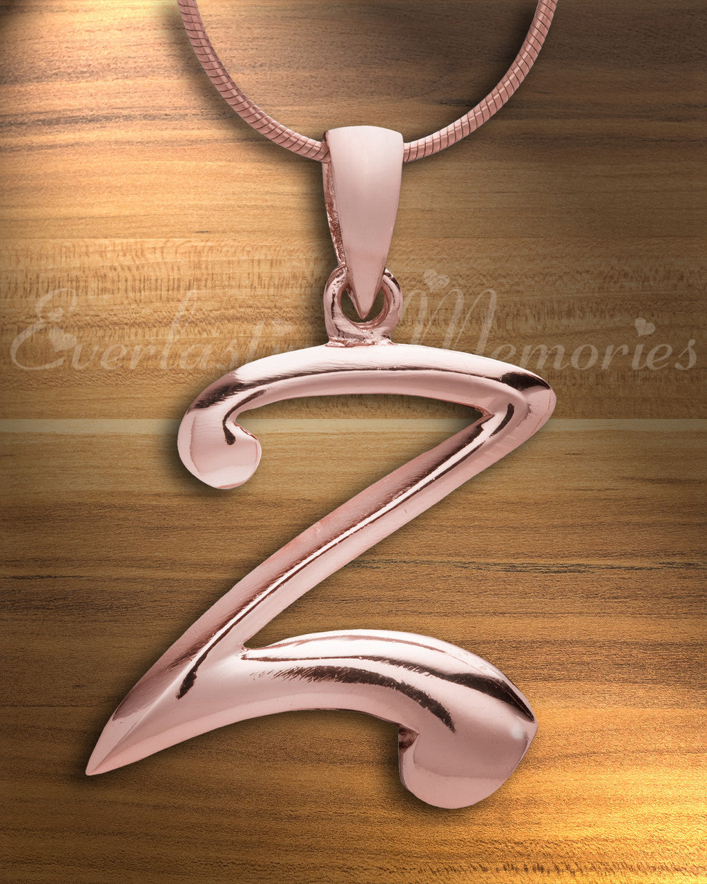 Rose Gold "Z" Initial Cremation Jewelry