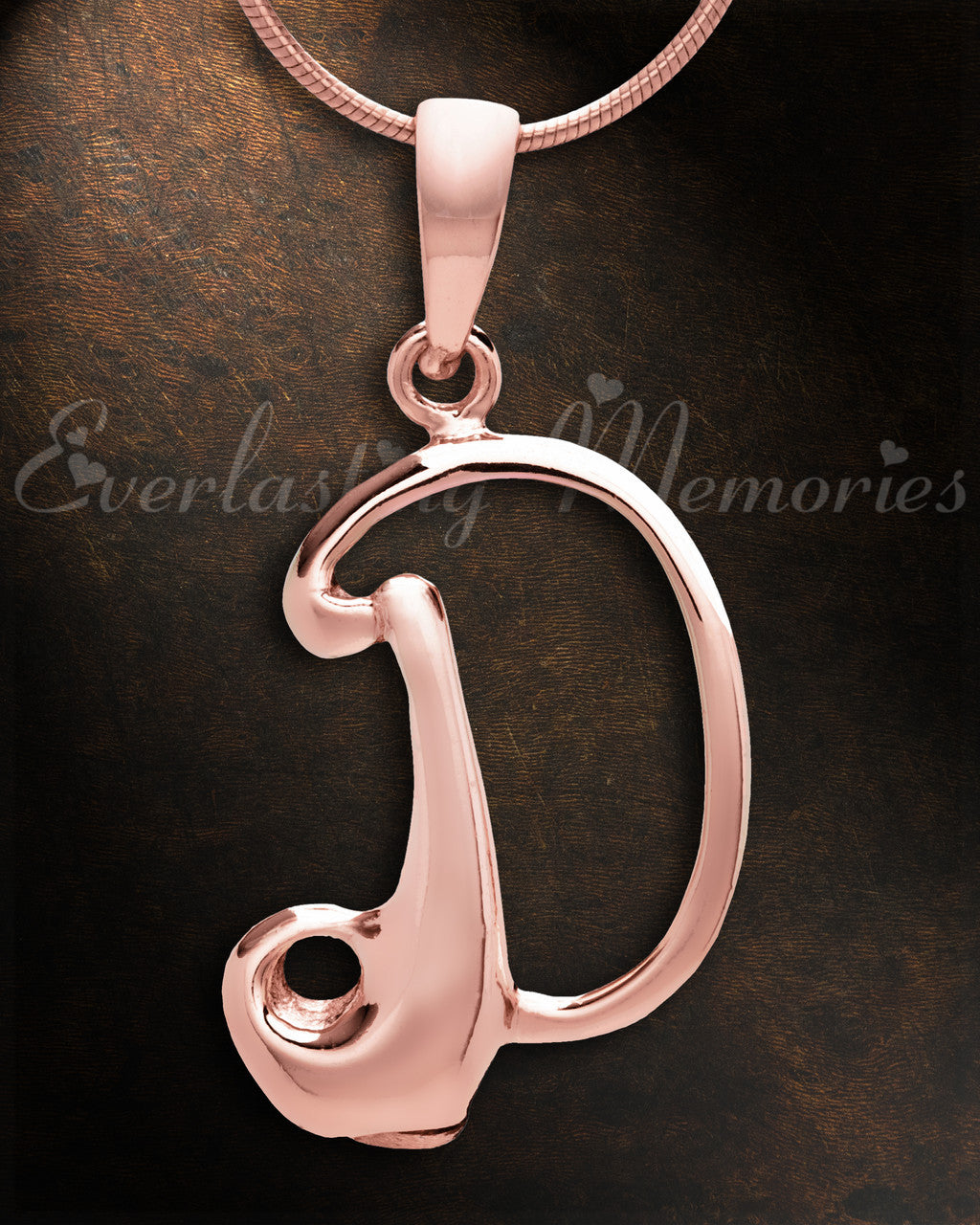 Rose Gold "D" Initial Cremation Jewelry