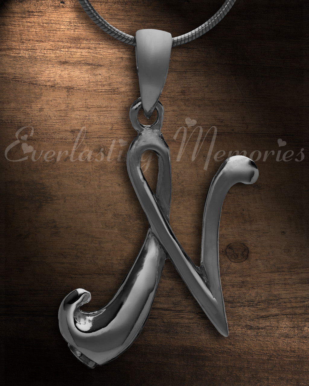 Black "N" Initial Cremation Jewelry