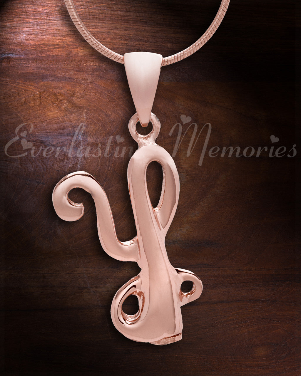 Rose Gold "Y" Initial Cremation Jewelry