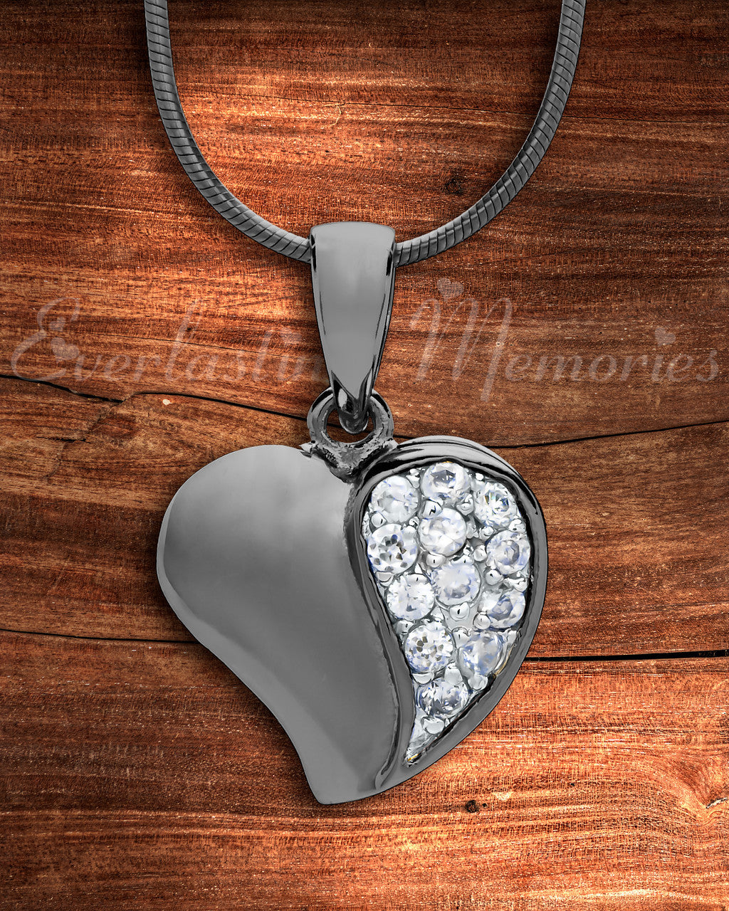 Black Cordial Heart Cremation Jewelry