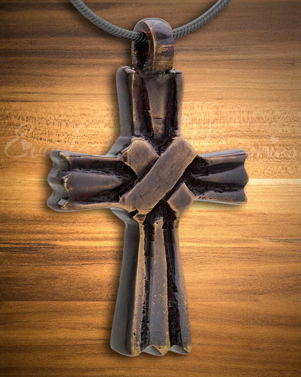 Brass Cloaked Cross Memorial Pendant