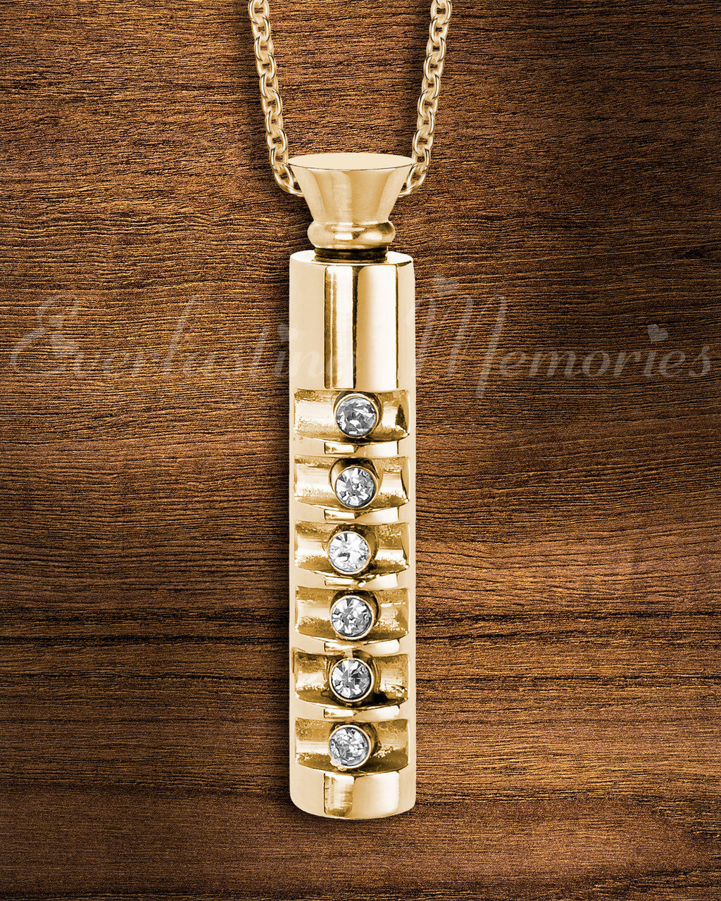Gold Marvel Cylinder Cremation Jewelry