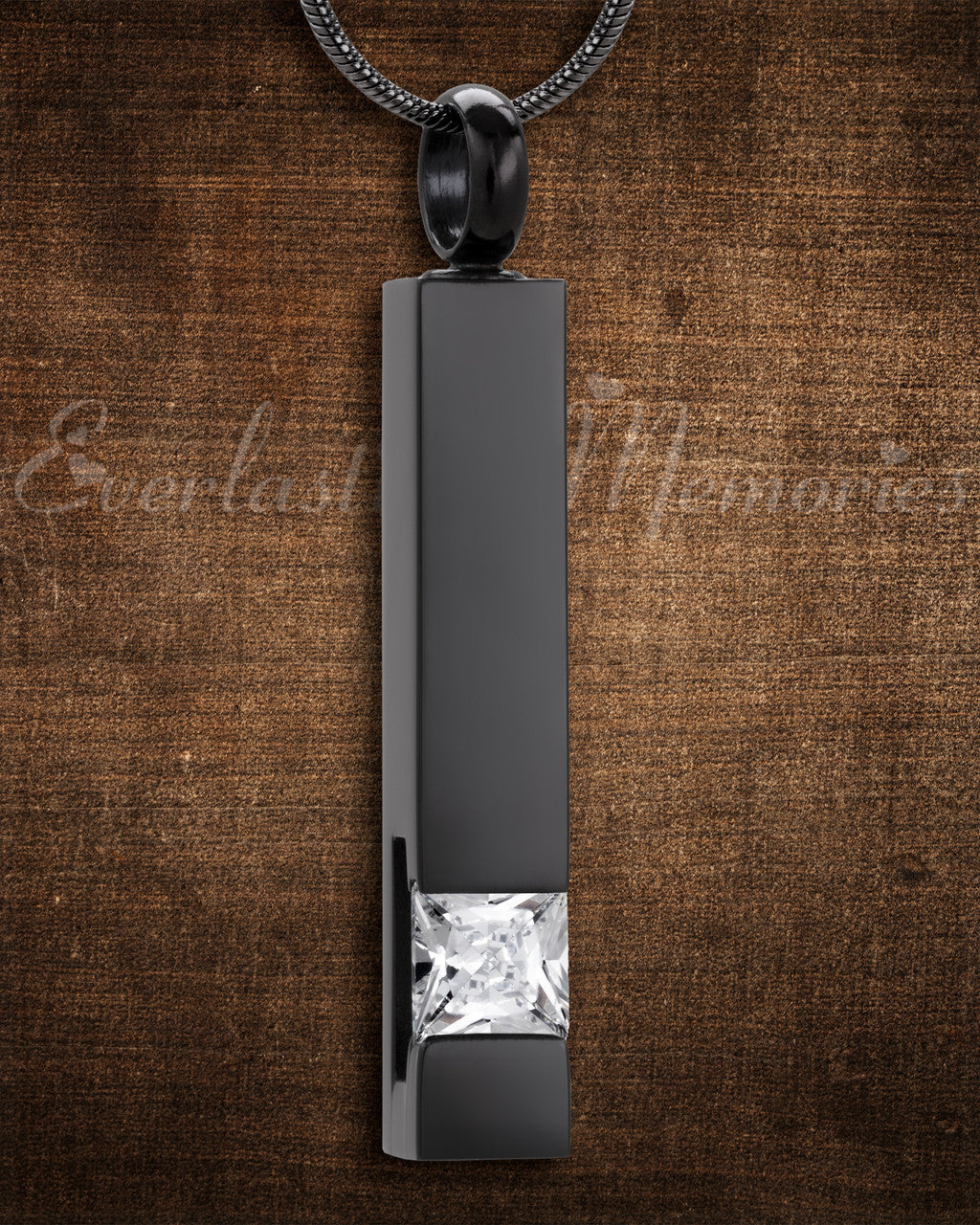 Black Plated Stately Cylinder Cremation Necklace
