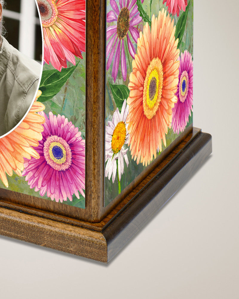 Daisy Wood Photo Cremation Urn