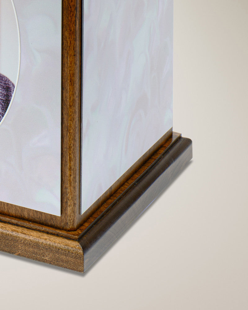 Pearled Wood Photo Cremation Urn