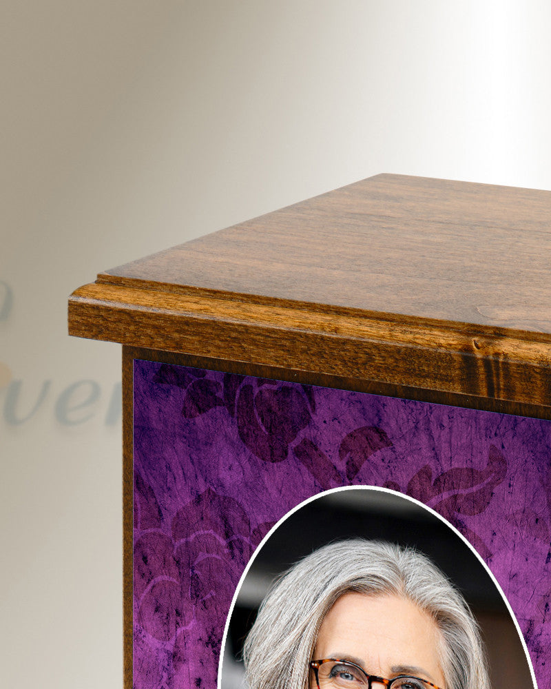 Purple Wood Photo Cremation Urn