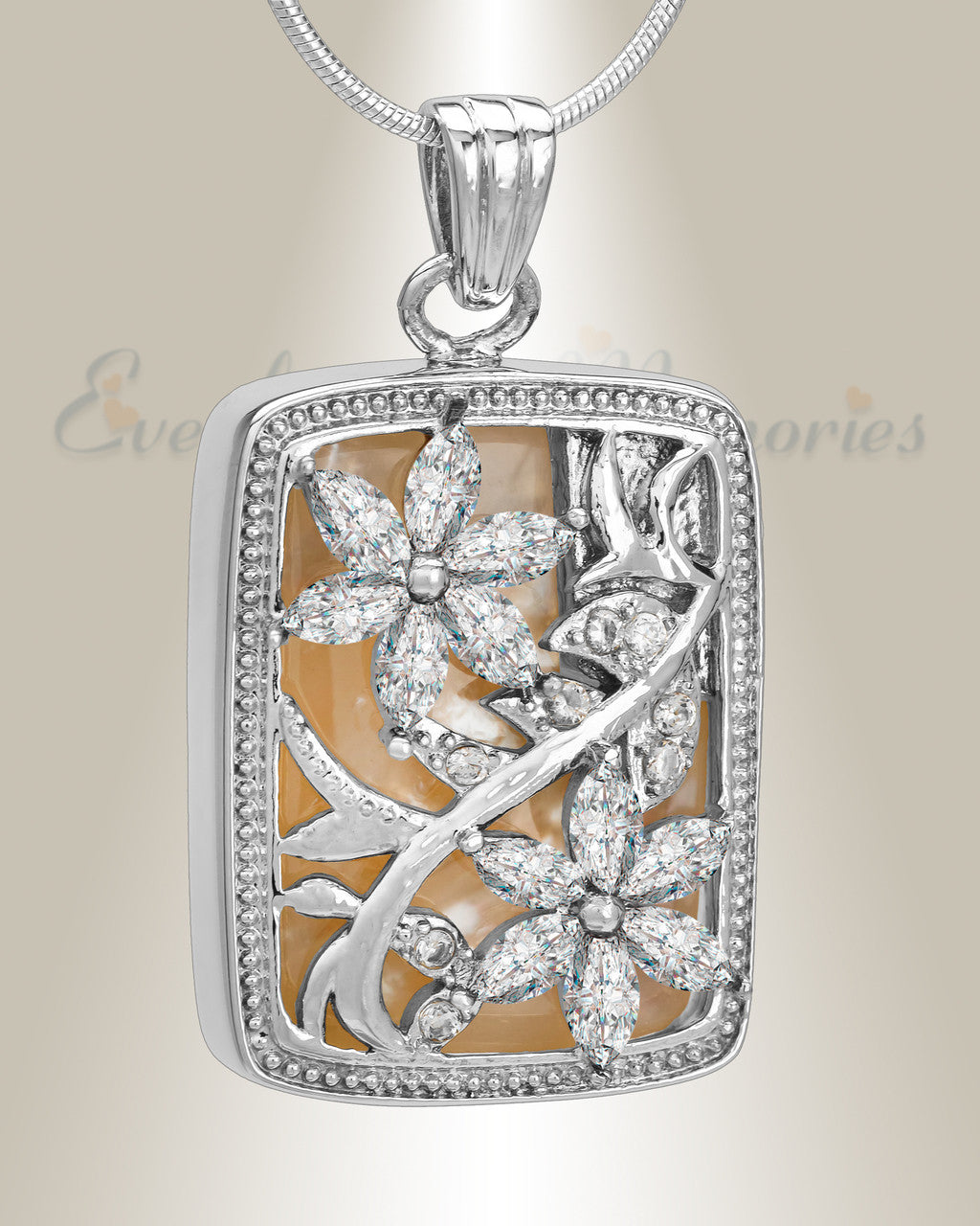 Silver and Clear In Bloom Cremation Jewelry