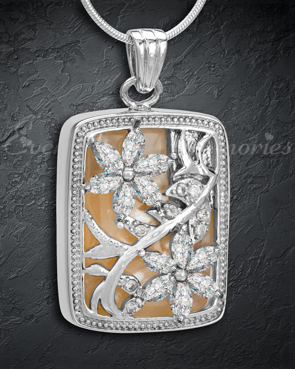 Silver and Clear In Bloom Cremation Jewelry
