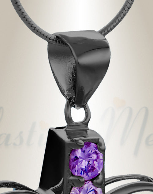 Black and Purple Joyful Feelings Cremation Jewelry