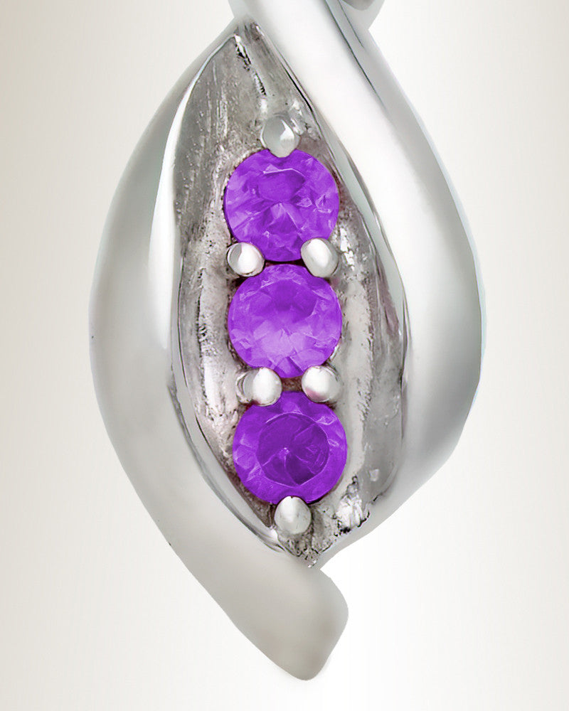 Sterling Silver Wrapped in Love With Purple Stones Memorial Locket