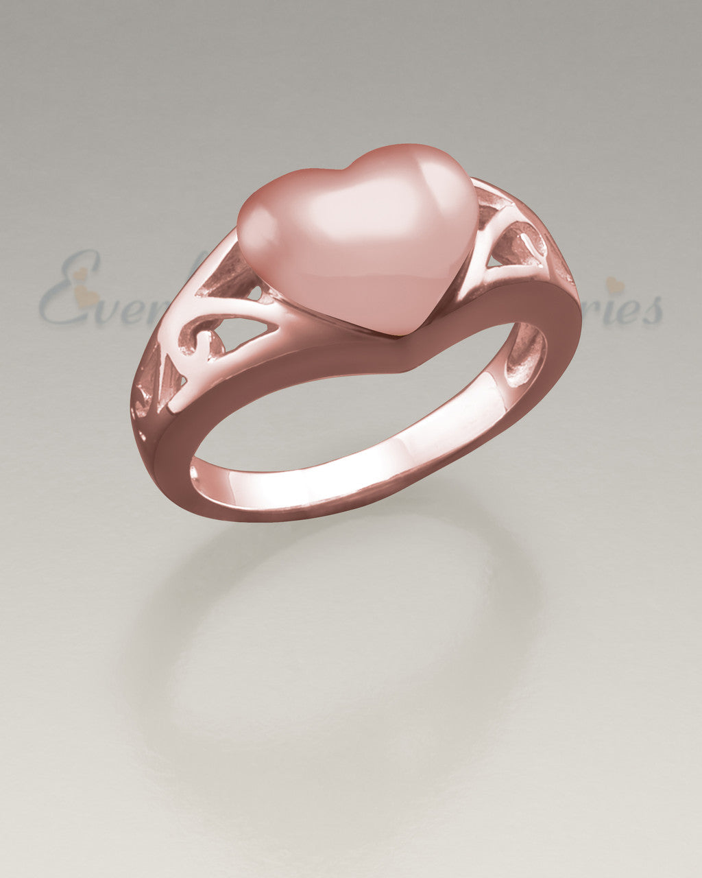 Women's 14K Rose Gold Caring Heart Ring Jewelry Urn