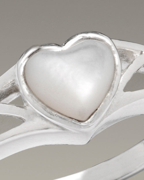 Women's White Gold Mother of Pearl Cremation Ring