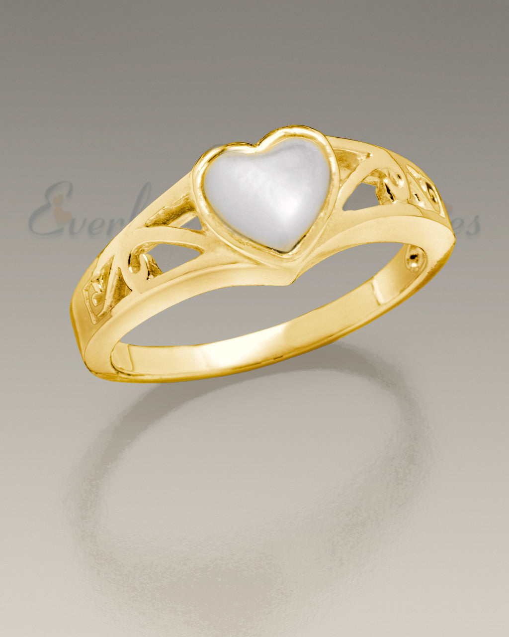 Women's 14K Gold Mother of Pearl Cremation Ring