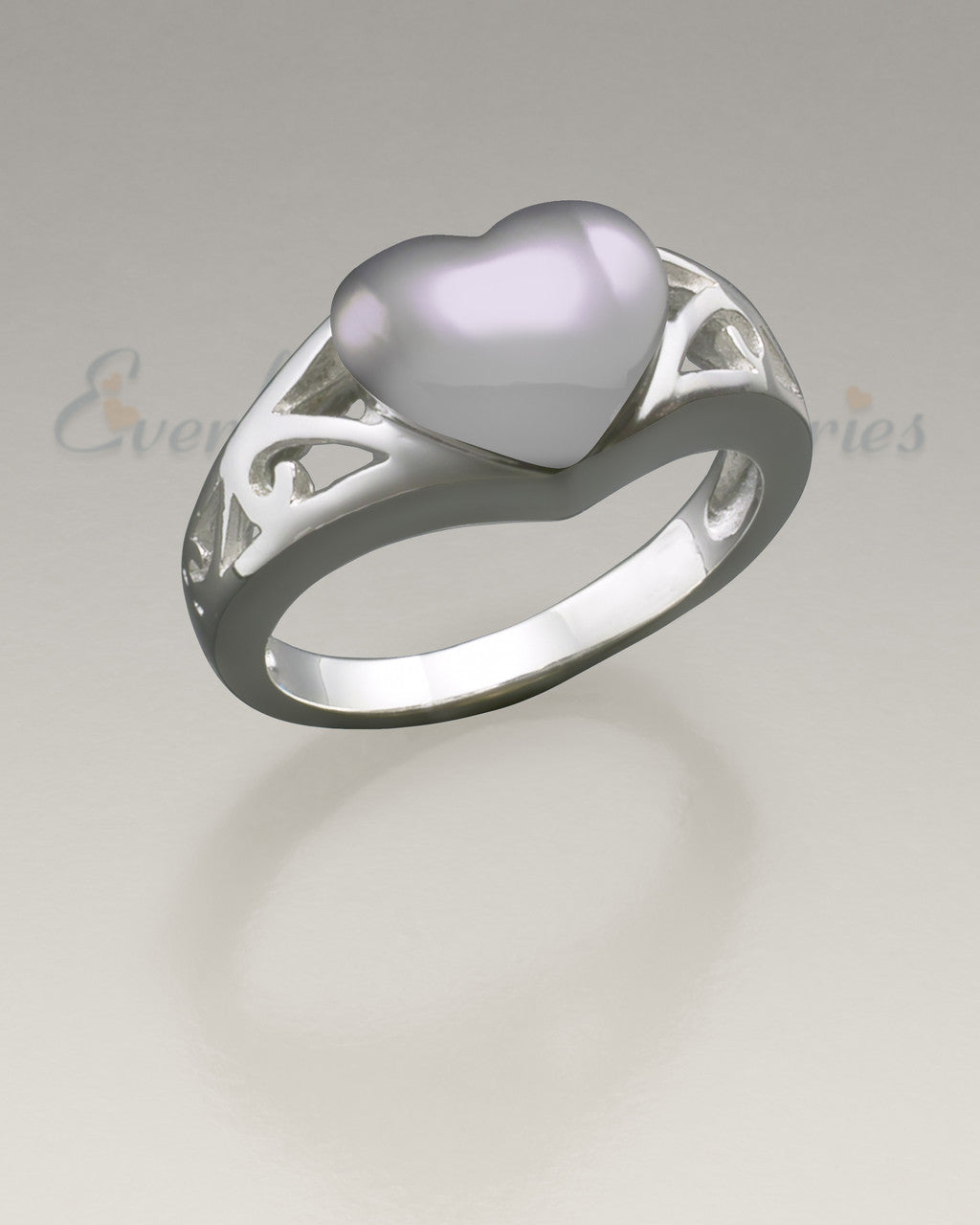 Women's White Gold Caring Heart Ring Jewelry Urn