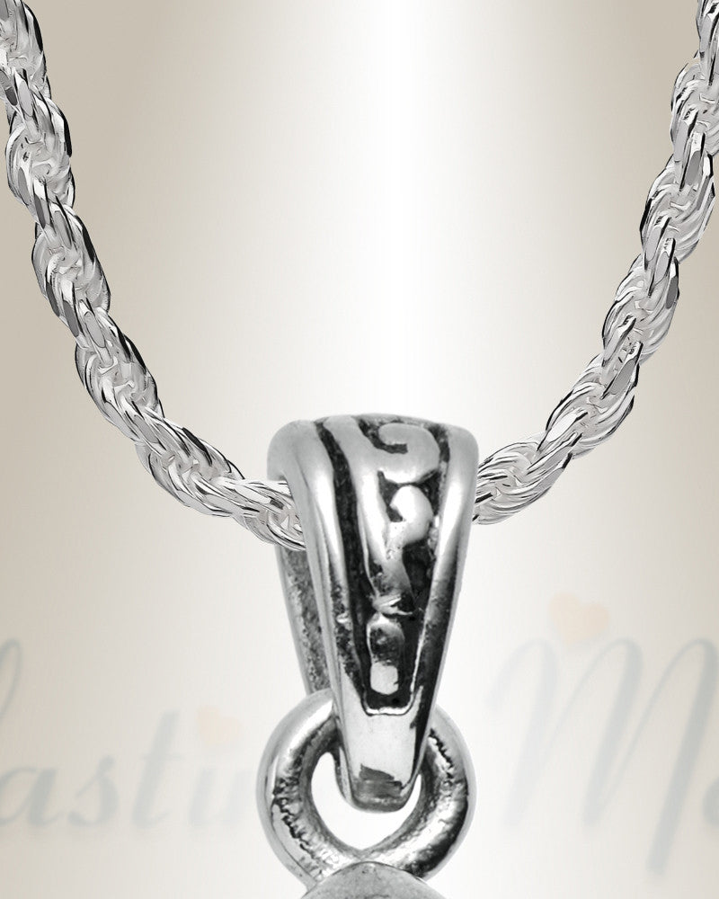 Stainless Steel Ornamental Teardrop with Blue Stone Pendant Keepsake