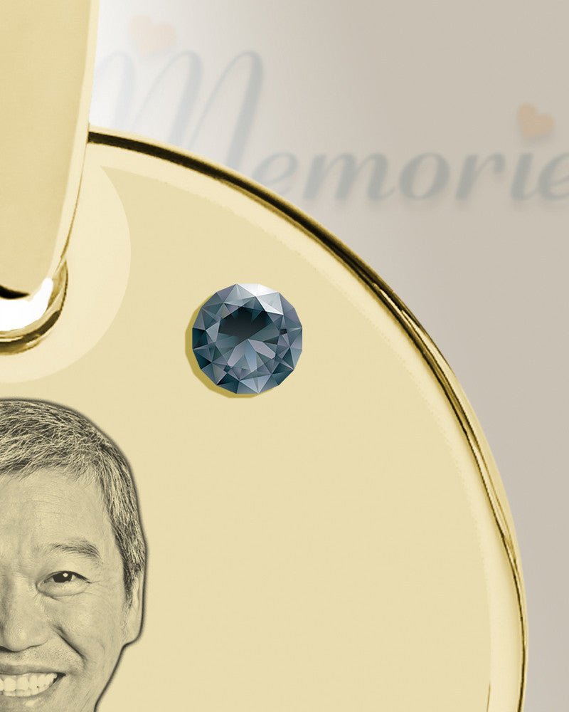 Birthstone Round December Photo Engraved Gold Plated over Stainless Keepsake