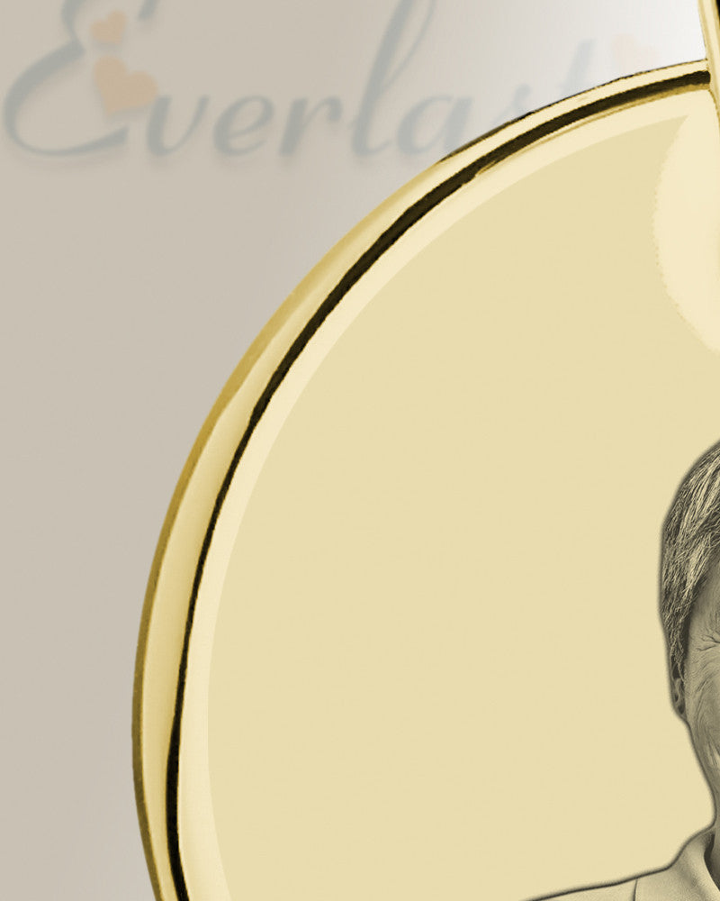 Birthstone Round December Photo Engraved Gold Plated over Stainless Keepsake