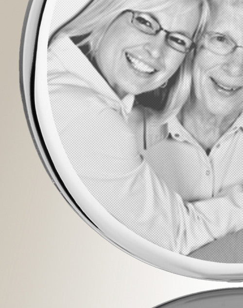 Round July Photo Engraved Stainless Keepsake