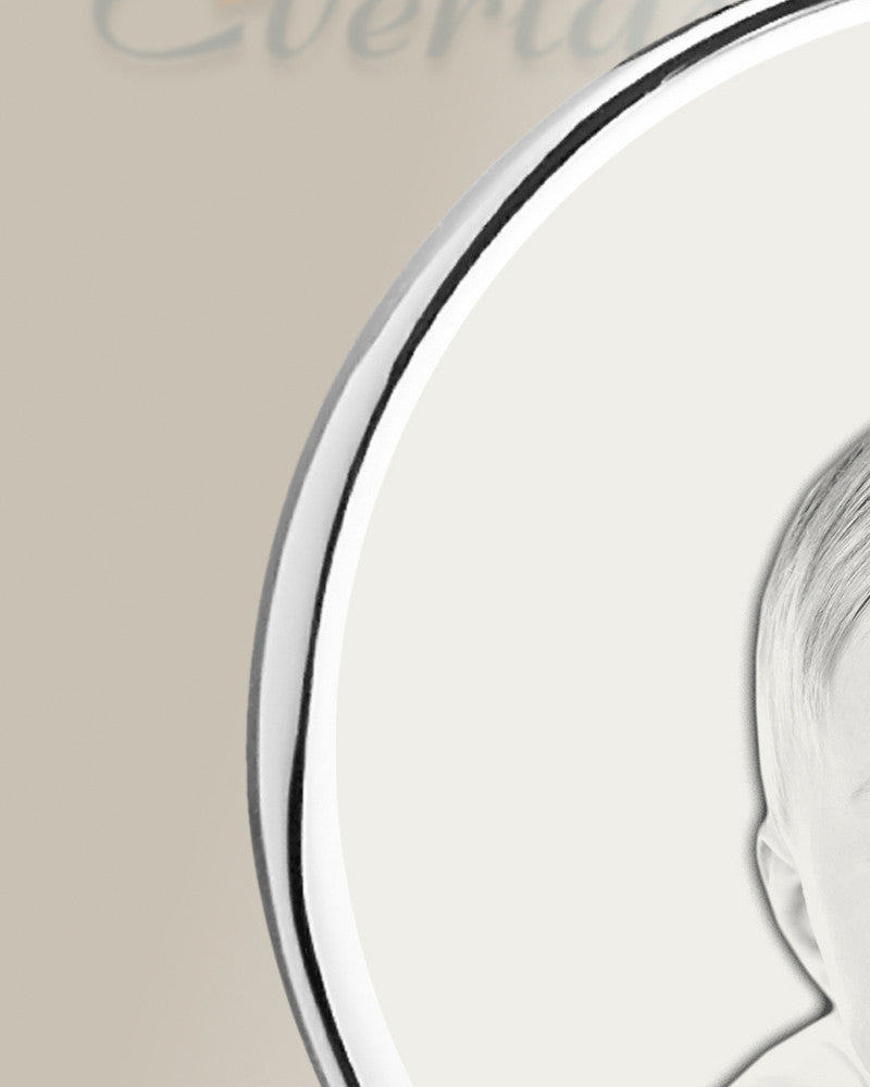 Birthstone Round February Photo Engraved Stainless Keepsake