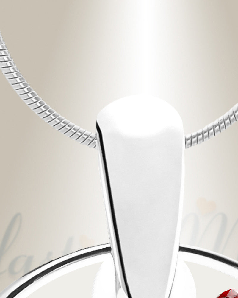 Birthstone Round August Photo Engraved Stainless Keepsake