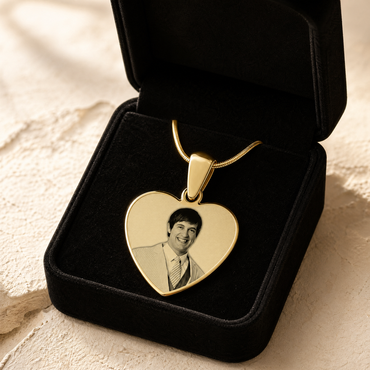 Heart Photo Engraved Gold Plated over Stainless Keepsake
