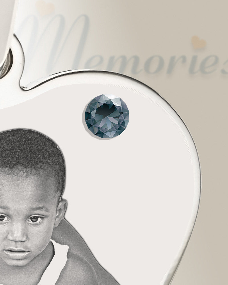 December Birthstone Heart Photo Engraved Stainless Keepsake