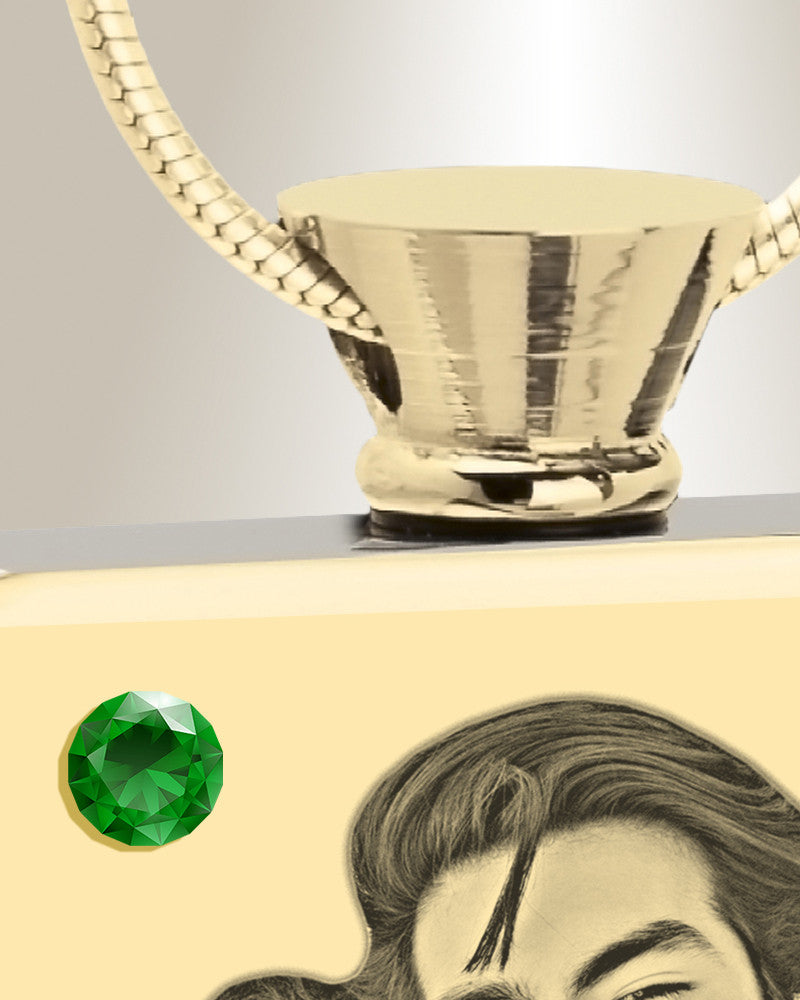 May Birthstone Rectangle Gold Plated Photo Engraved Ash Pendant