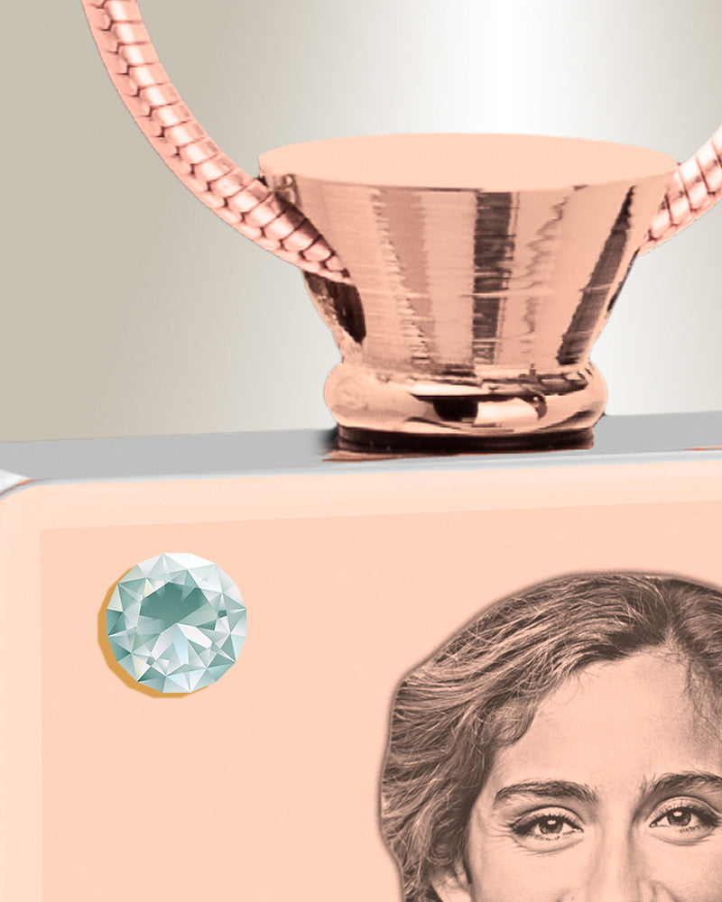 April Birthstone Rectangle Rose Gold Plated Photo Engraved Ash Pendant
