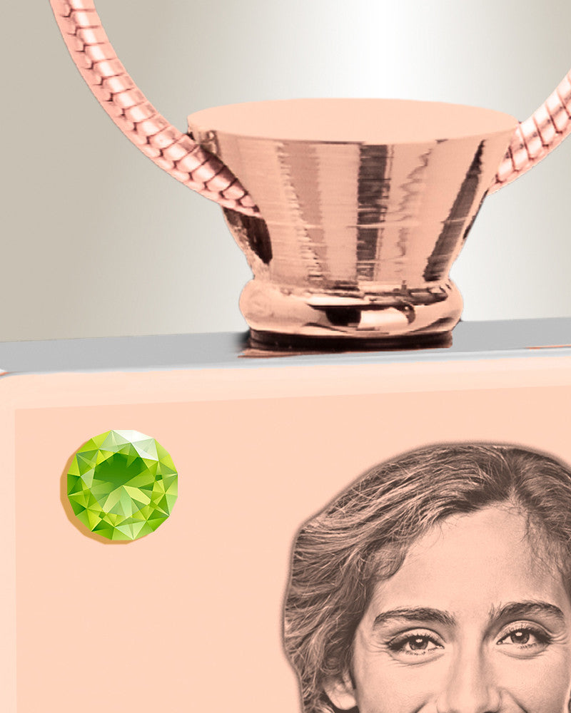 August Birthstone Rectangle Rose Gold Plated Photo Engraved Ash Pendant