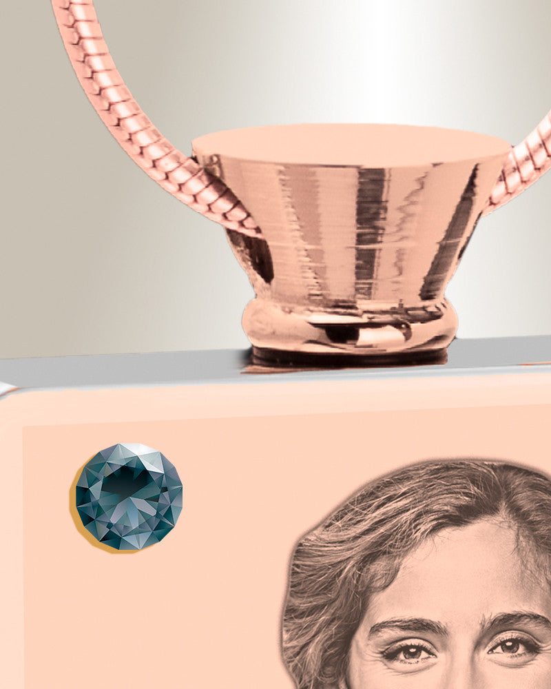 December Birthstone Rectangle Rose Gold Plated Photo Engraved Ash Pendant
