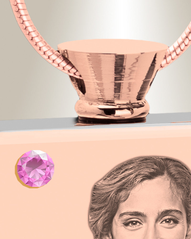 June Birthstone Rectangle Rose Gold Plated Photo Engraved Ash Pendant