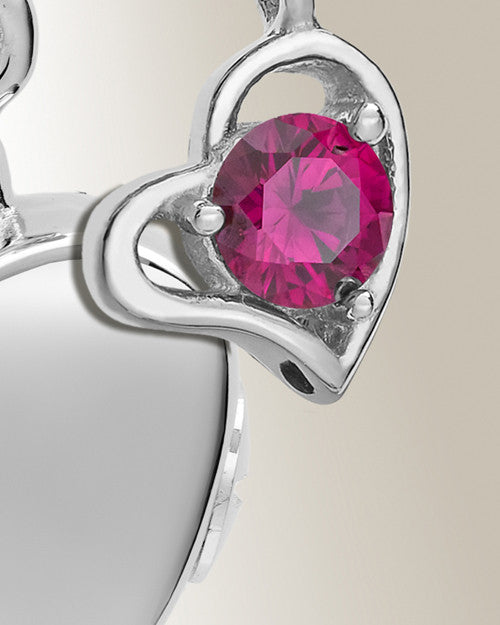 Silver July Simple Heart Urn Jewelry