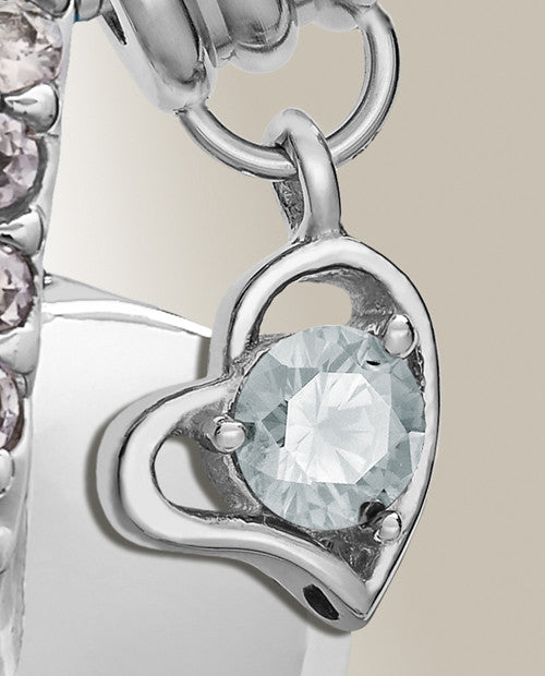 Silver April Heavenly Heart Cremation Jewelry
