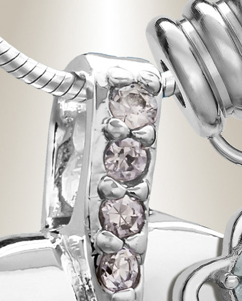 Silver April Heavenly Heart Cremation Jewelry