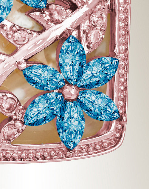 Rose Gold and Blue In Bloom Cremation Jewelry