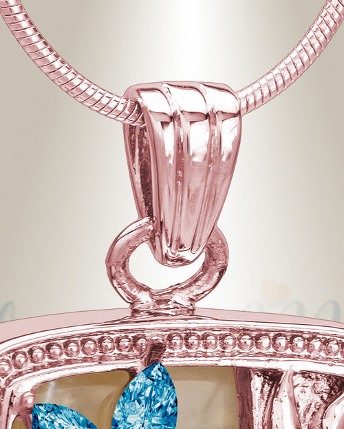Rose Gold and Blue In Bloom Cremation Jewelry