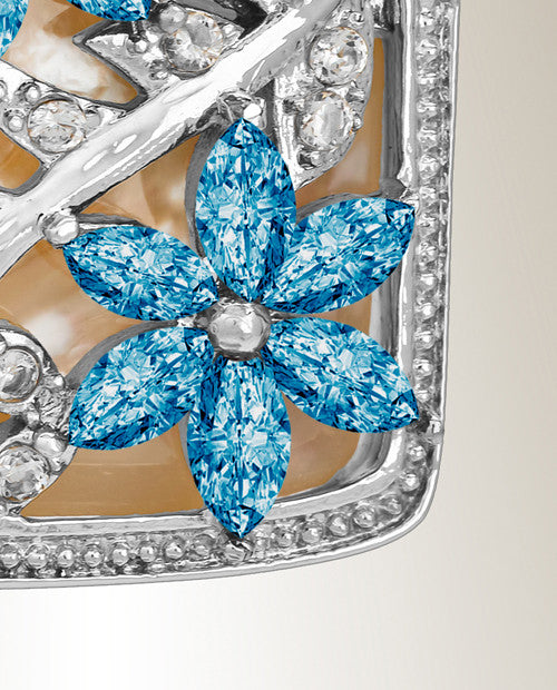 Silver and Blue In Bloom Cremation Jewelry