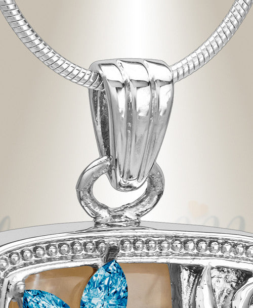 Silver and Blue In Bloom Cremation Jewelry