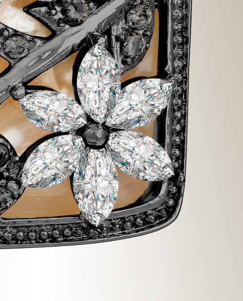 Black and Clear In Bloom Cremation Jewelry