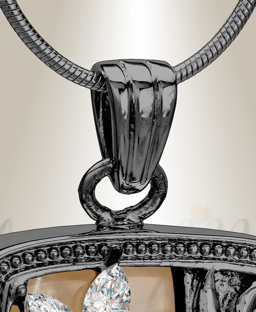 Black and Clear In Bloom Cremation Jewelry