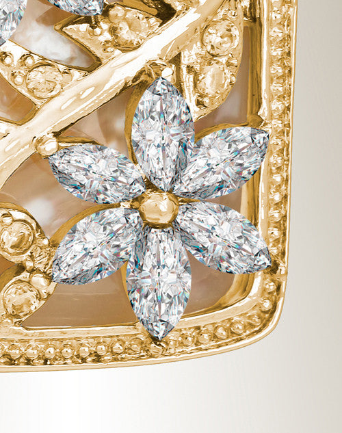 Gold and Clear In Bloom Cremation Jewelry