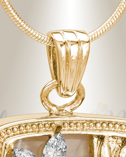 Gold and Clear In Bloom Cremation Jewelry