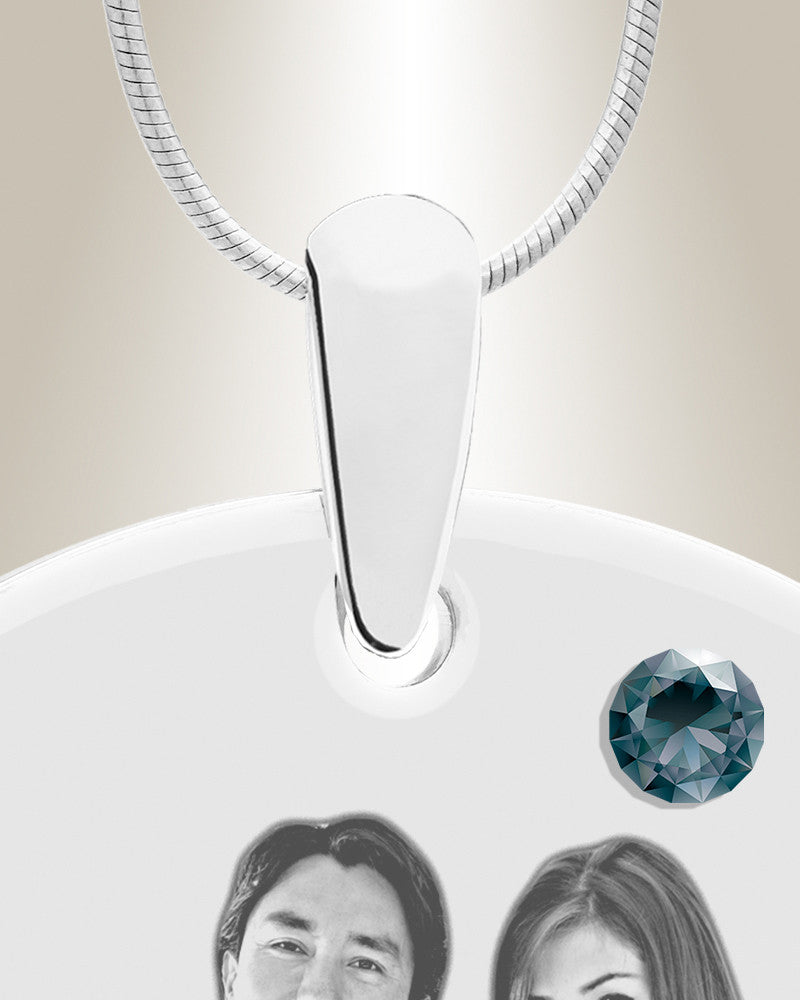 Birthstone Large Dog Tag December Photo Engraved Stainless Keepsake
