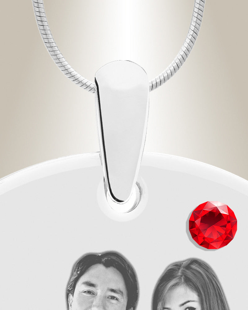 Birthstone Large Dog Tag July Photo Engraved Stainless Keepsake